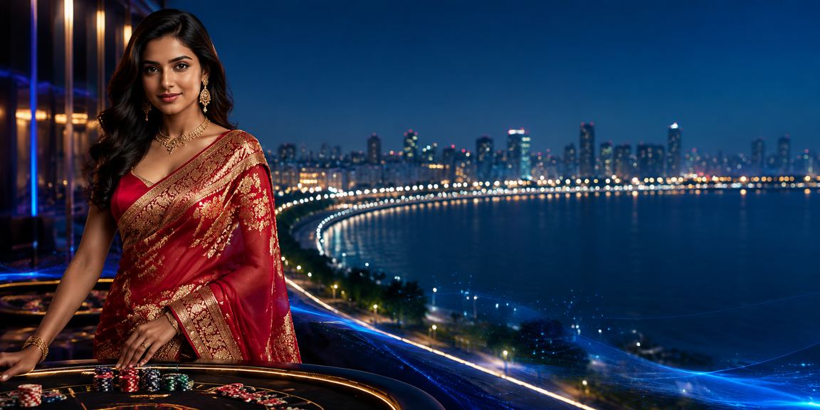 Evening scene of mobile payments being made in Mumbai by woman in saree
